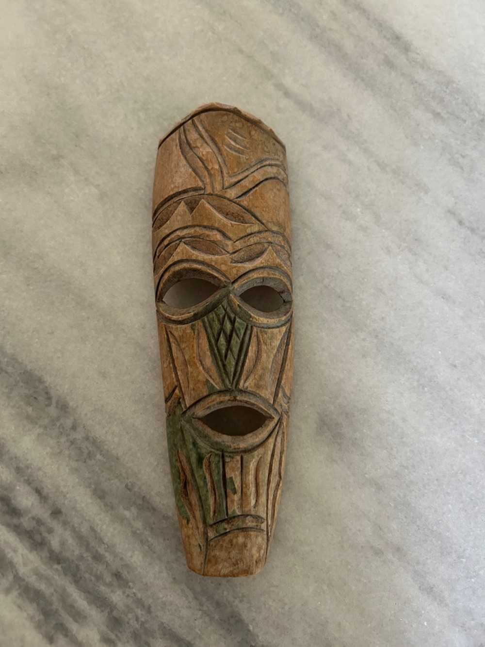 Carved African Tribal Wood Mask Accent Decor Wall Hanging Art
